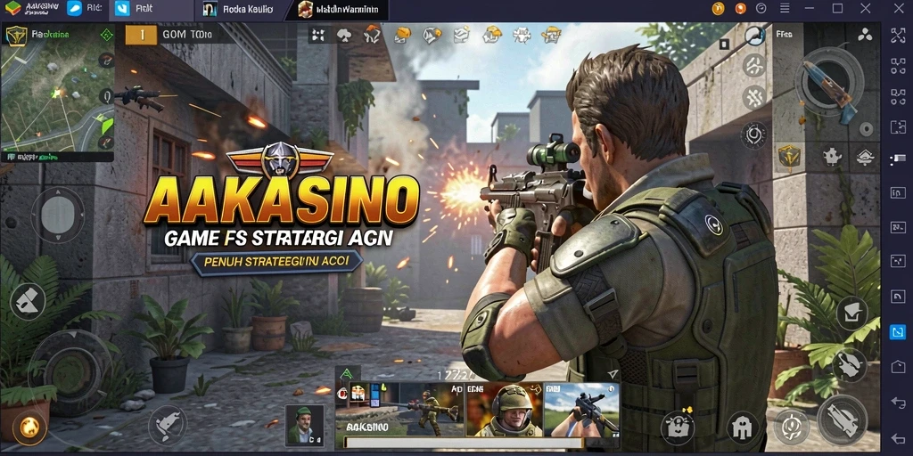 Tampilan gameplay AAKASINO dengan aksi menembak seru.