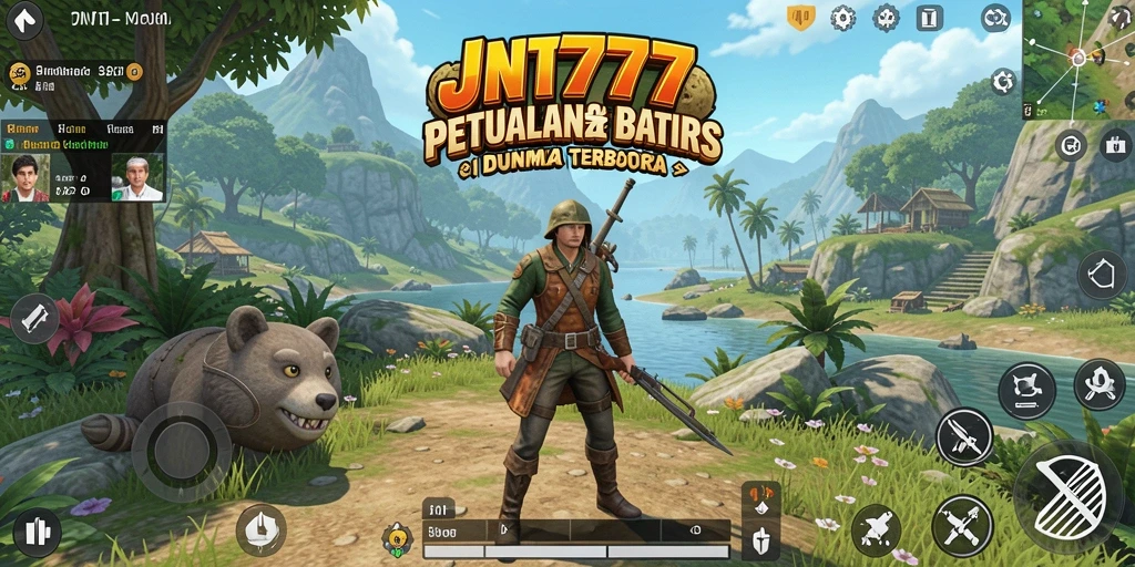 Screenshot utama JNT777 menampilkan petualangan di dunia terbuka yang luas.