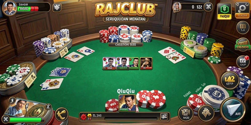 Tampilan gameplay seru dari RAJACLUB, permainan QiuQiu yang mendebarkan.