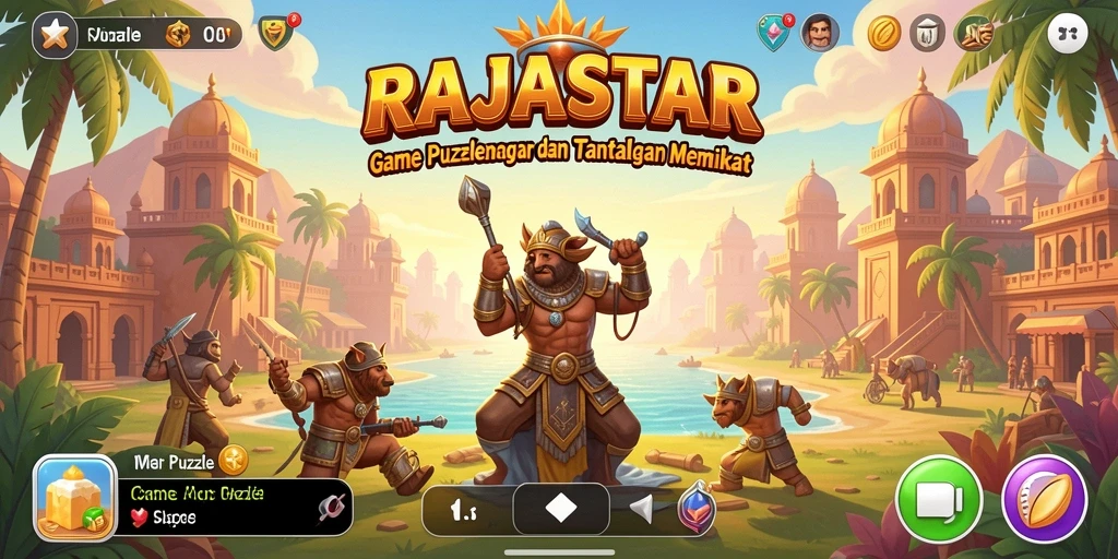 Screenshot menunjukkan gameplay RAJASTAR yang penuh tantangan.