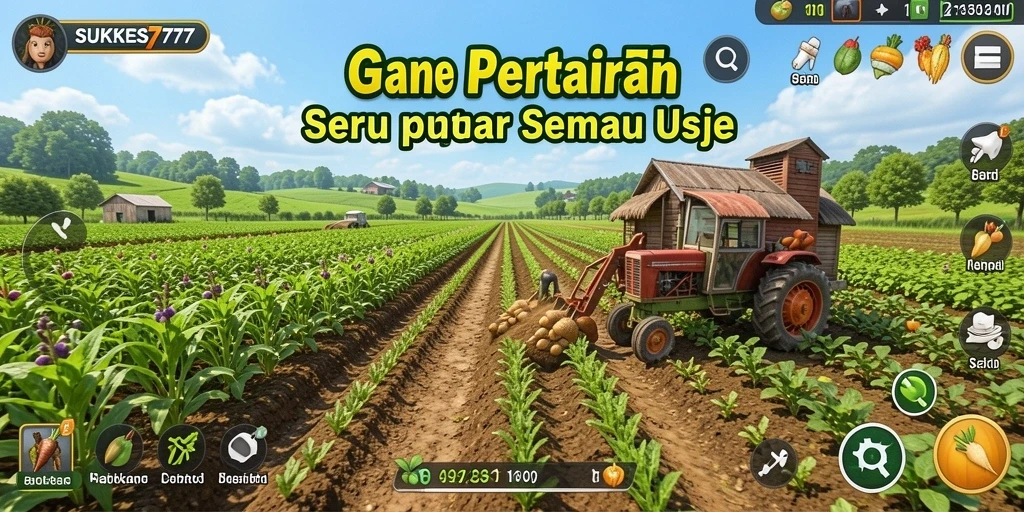 Screenshot gameplay SUKSES777 menampilkan aktivitas bertani yang menyenangkan.